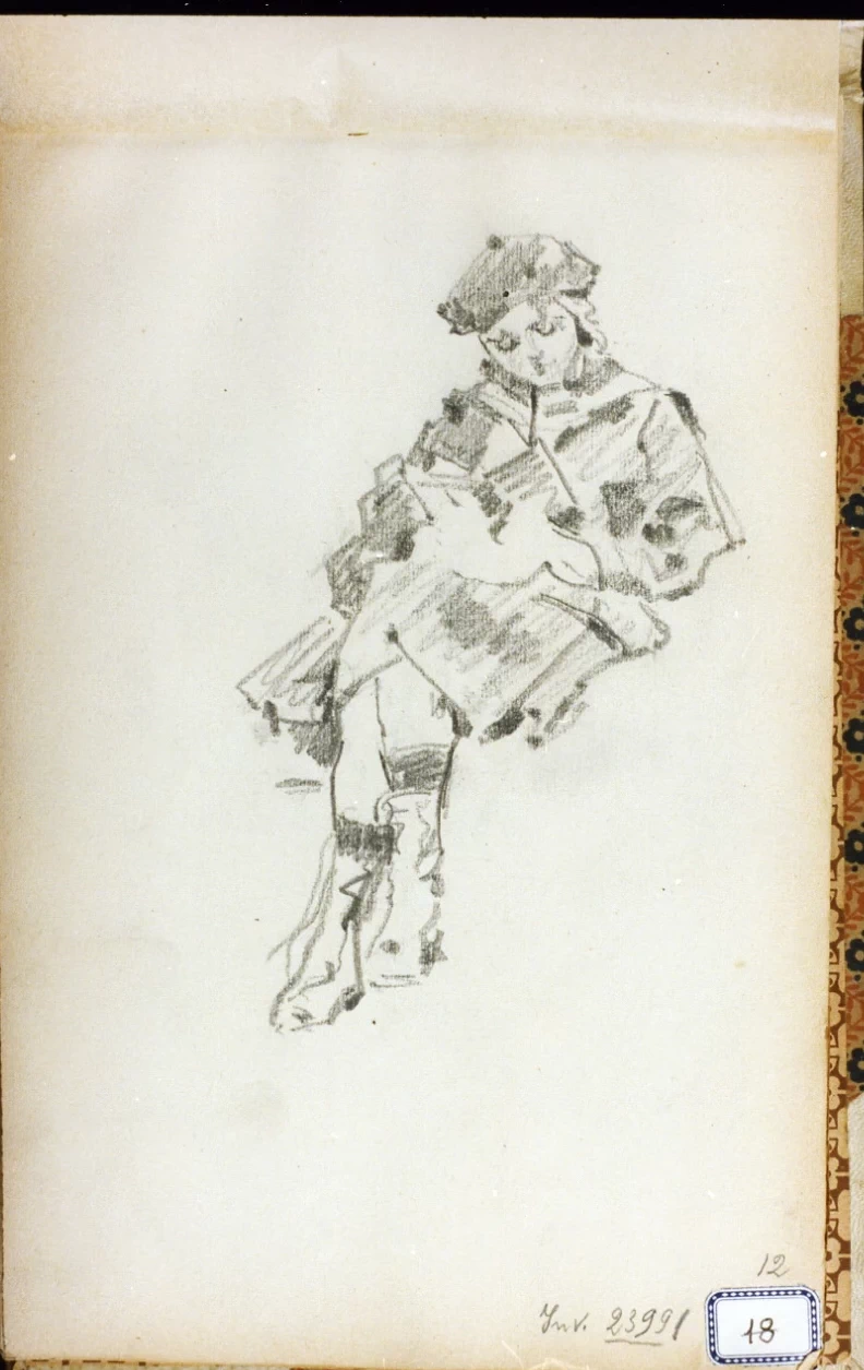 Studio di figura femminile seduta di fronte - Certosa di san Martino, Napoli